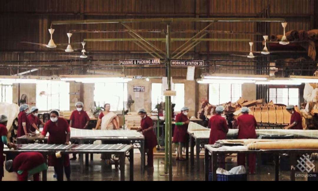 A lush tea plantation in the hills of Kerala under a blue sky.